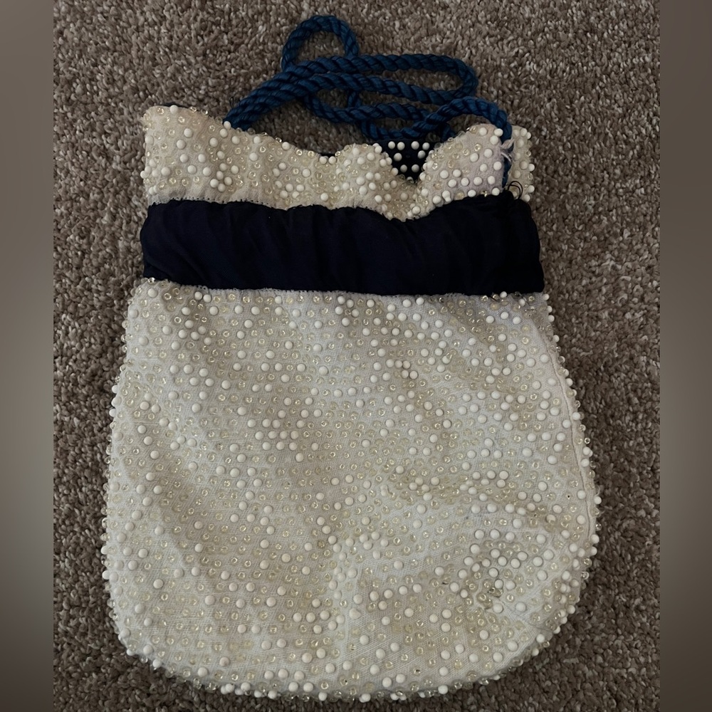 Vintage Beaded Reversible Drawstring Handbag - Picture 2 of 14